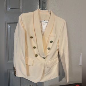 Women’s Double-Breasted Cream Blazer Jacket